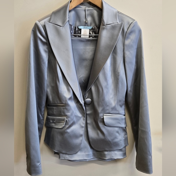 Vintage Marciano Set! Silver Grey Women's Blazer And Skirt - Picture 3 of 7